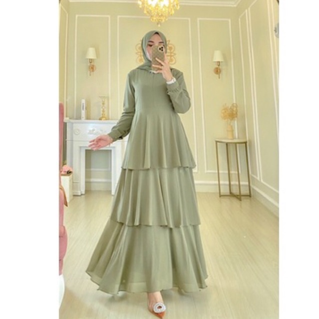 Malai Dress Set Pashmina Oval Ceruty Premium + puring & mote original by SAIDE OFFICIAL /pakaian dre