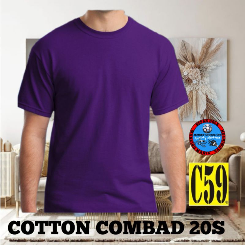 KAOS POLOS C59 cotton combad 20s UNGU Polos/Baju Pria Wanita kaos oblong Cotton Combad 20S /KAOS POL