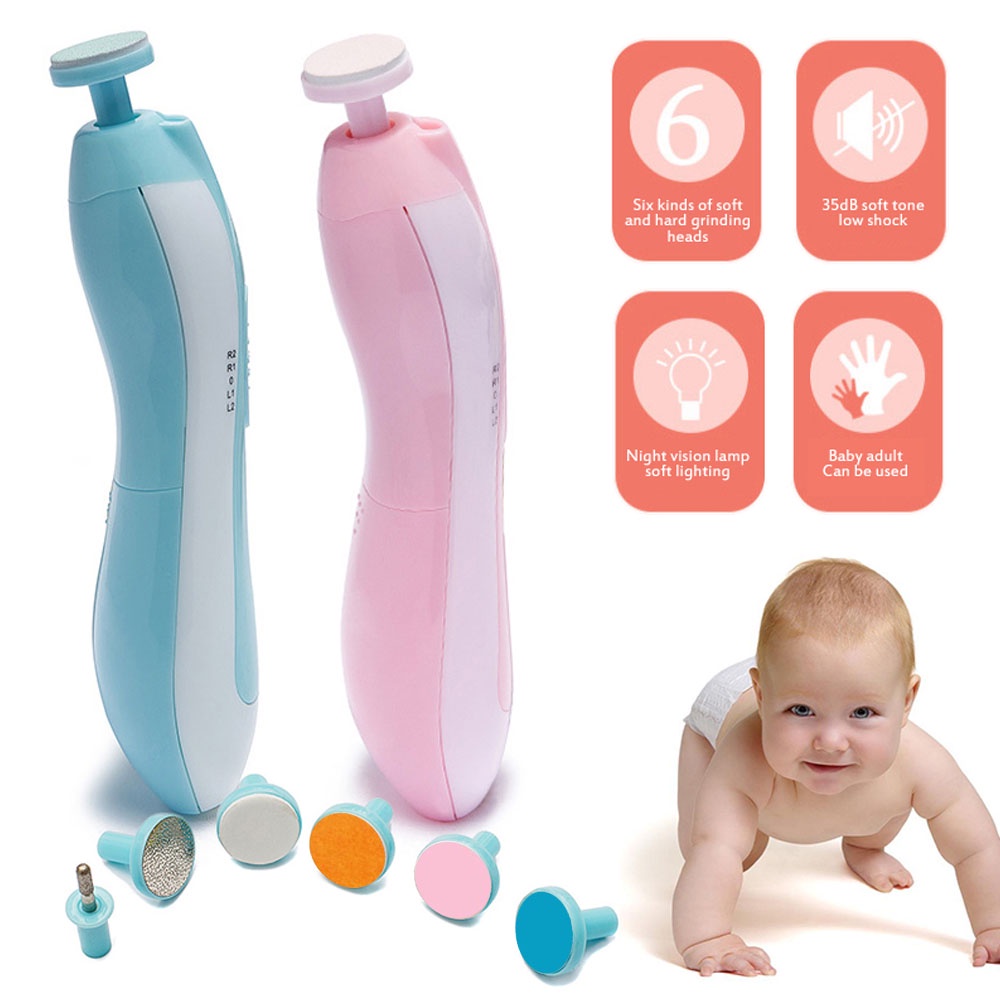 Baby Nail Trimmer Set Medicure Dan Pedicure SA2B Gunting Kuku Bayi Elektrik Dengan LED Untuk Bayi Anak Orang Dewasa  Dilengkapi Lampu dan 4 Kecepatan 2 Arah - RANDOM