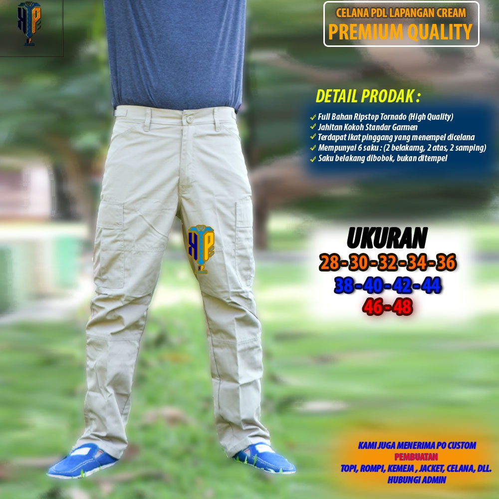 Celana Panjang Cargo Warna CREAM | Celana Tactical PDL Lapangan | PDL Outdoor