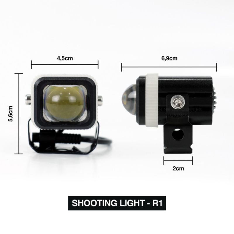 NINE LUXIMOS LAMPU LED SOROT R1 LASER 2 WARNA 4 MODE PUTIH, KUNING, PUTIH-KUNINGDAN DEVIL EYE R1 SHOOTING LINGHT MOTOR DAN MOBIL