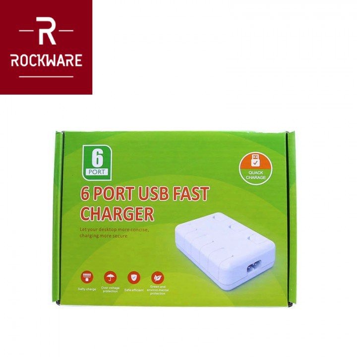 AKN88 - ROCKWARE GS-601 - 6-port USB Fast Charger with Dust Cover