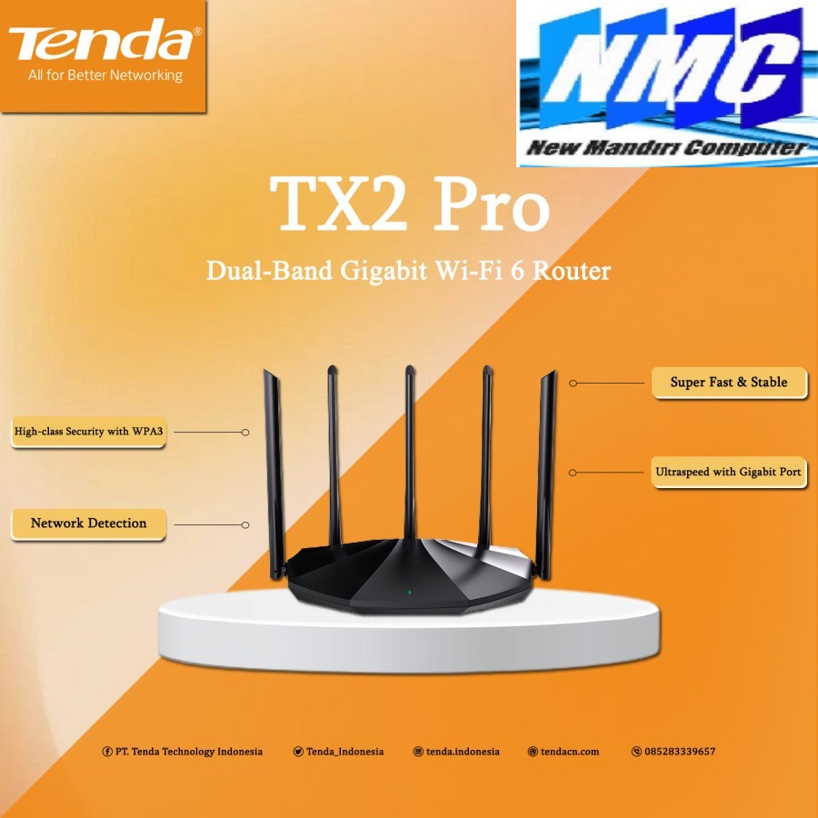 Tenda TX2 Pro Dual-Band Gigabit Wi-Fi 6 Router