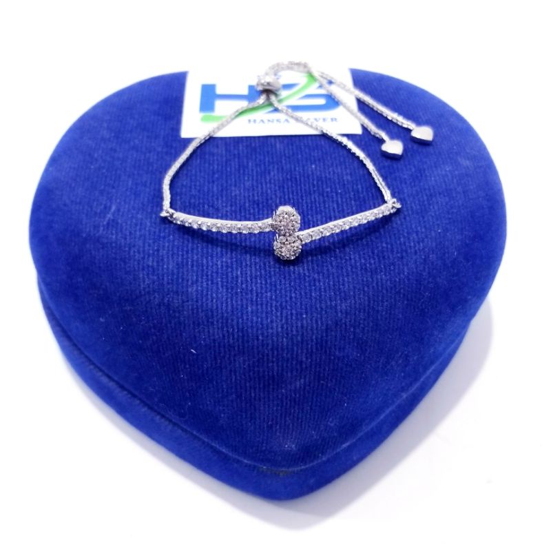 Gelang Perak Wanita Silver Asli 925 Lapis Emas Putih Model Serut Italy - GePerak Wanita Anti Karat