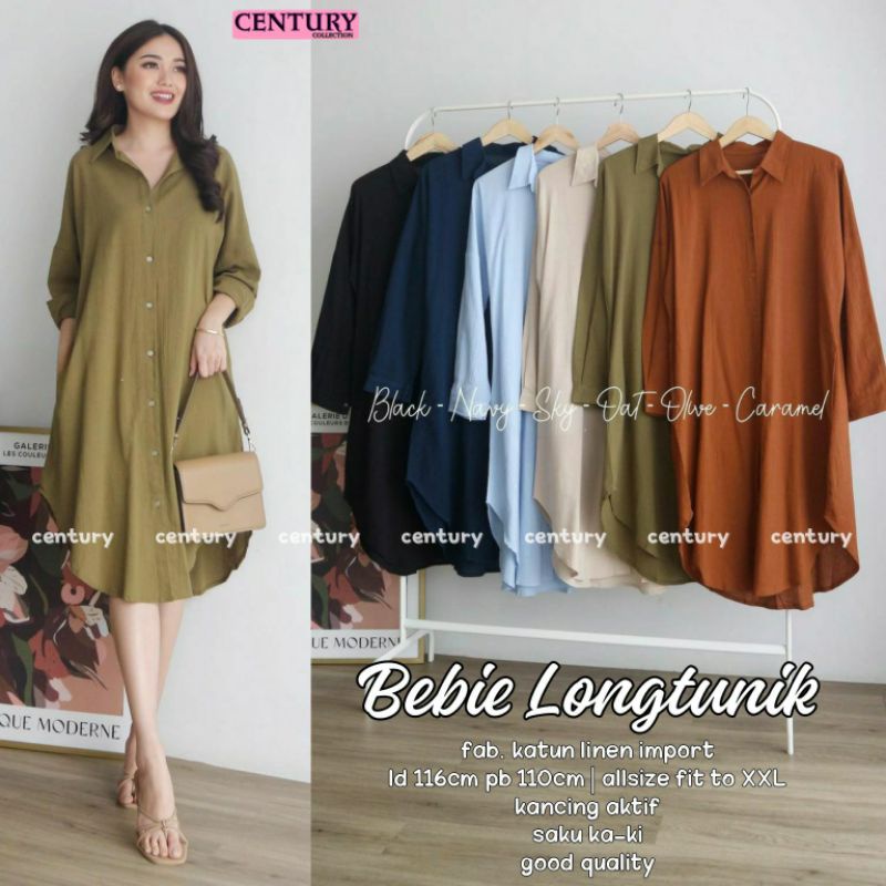 Bebie Long tunik katun linen import by Century