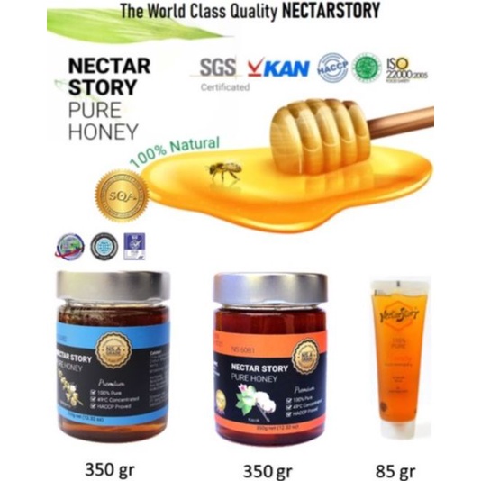 

Madu Murni Asli 100% Madu Asli NectarStory Premium 350g Iso22000 HACCP