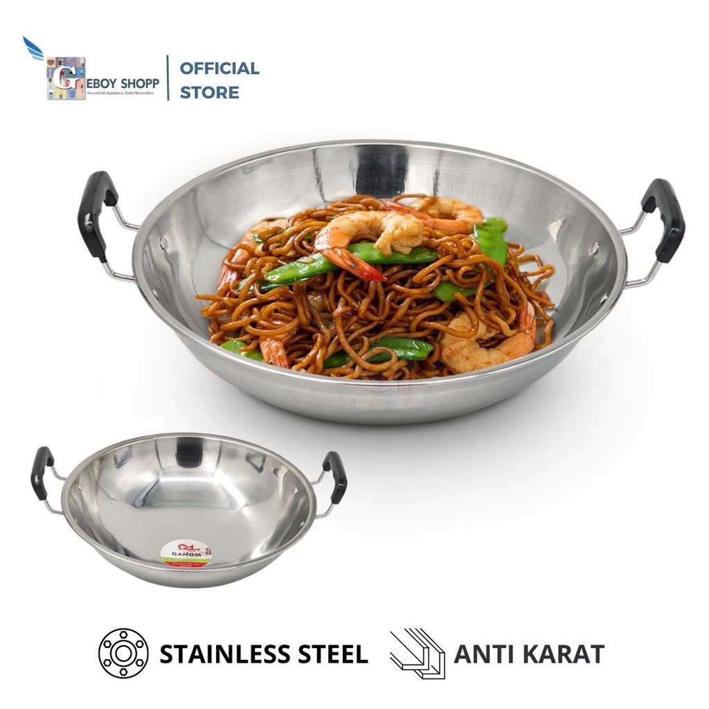 Wajan Penggorengan / Wok Pan / Kuali Penggorengan Stainless Steel 30Cm