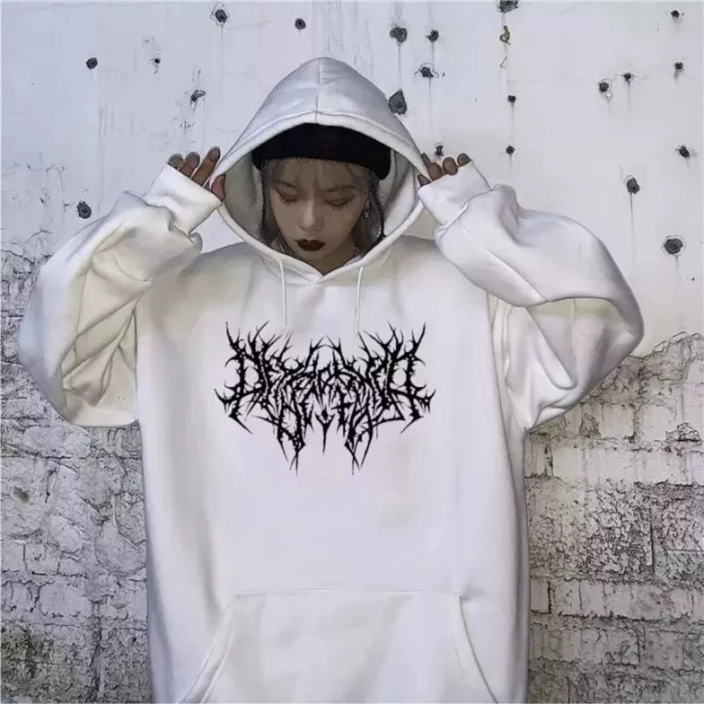 HARAJUKU GOTHIC KOREA HOODIE SWEATER BAHAN BABYTERRY SIZE M-L-XL-XXL Bisa Bayar Ditempat COD