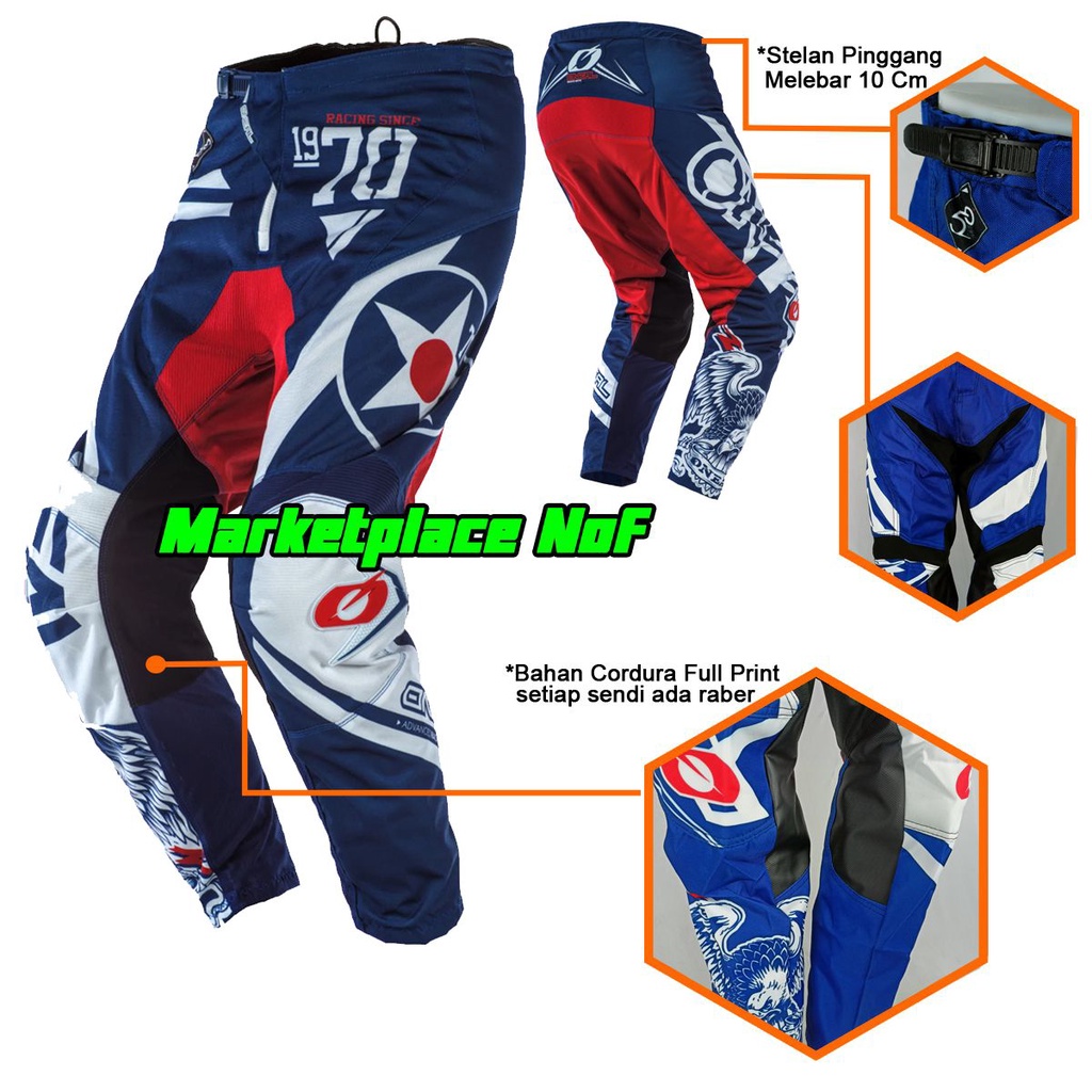 Celana trail enduro cros jersey trabas cross motocross adventure motor Pants navy biru putih blue se