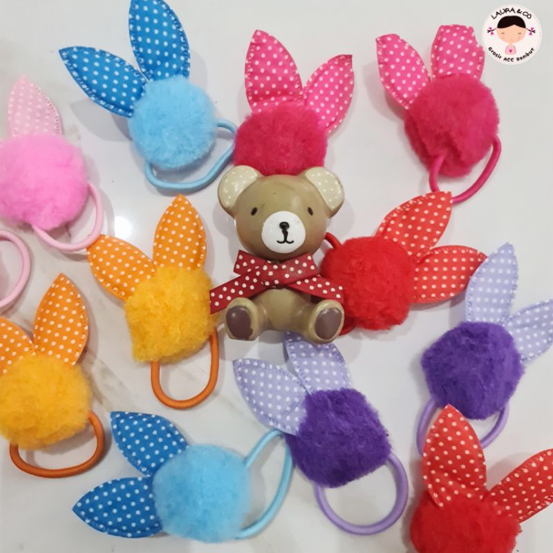 KUNCIR BULU POMPOM 12PC GROSIR LUSINAN POM POM