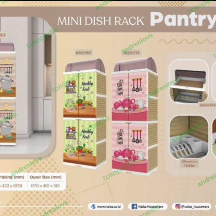 RAK PIRING PLASTIK MERK NAIBA 4 SUSUN /LEMARI PLASTIK RAK PIRING
