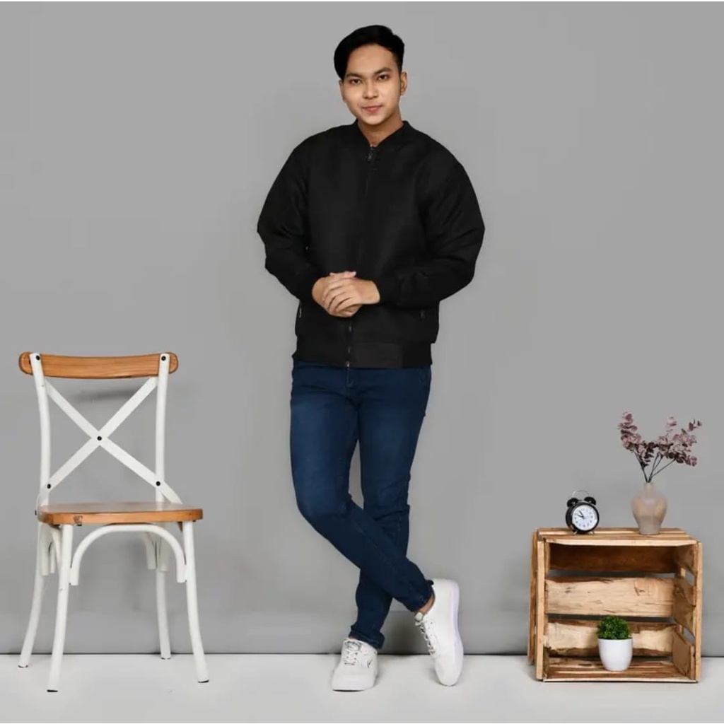 Jaket Pria bomber polos depan belakang ORI NEW Bahan Tasland