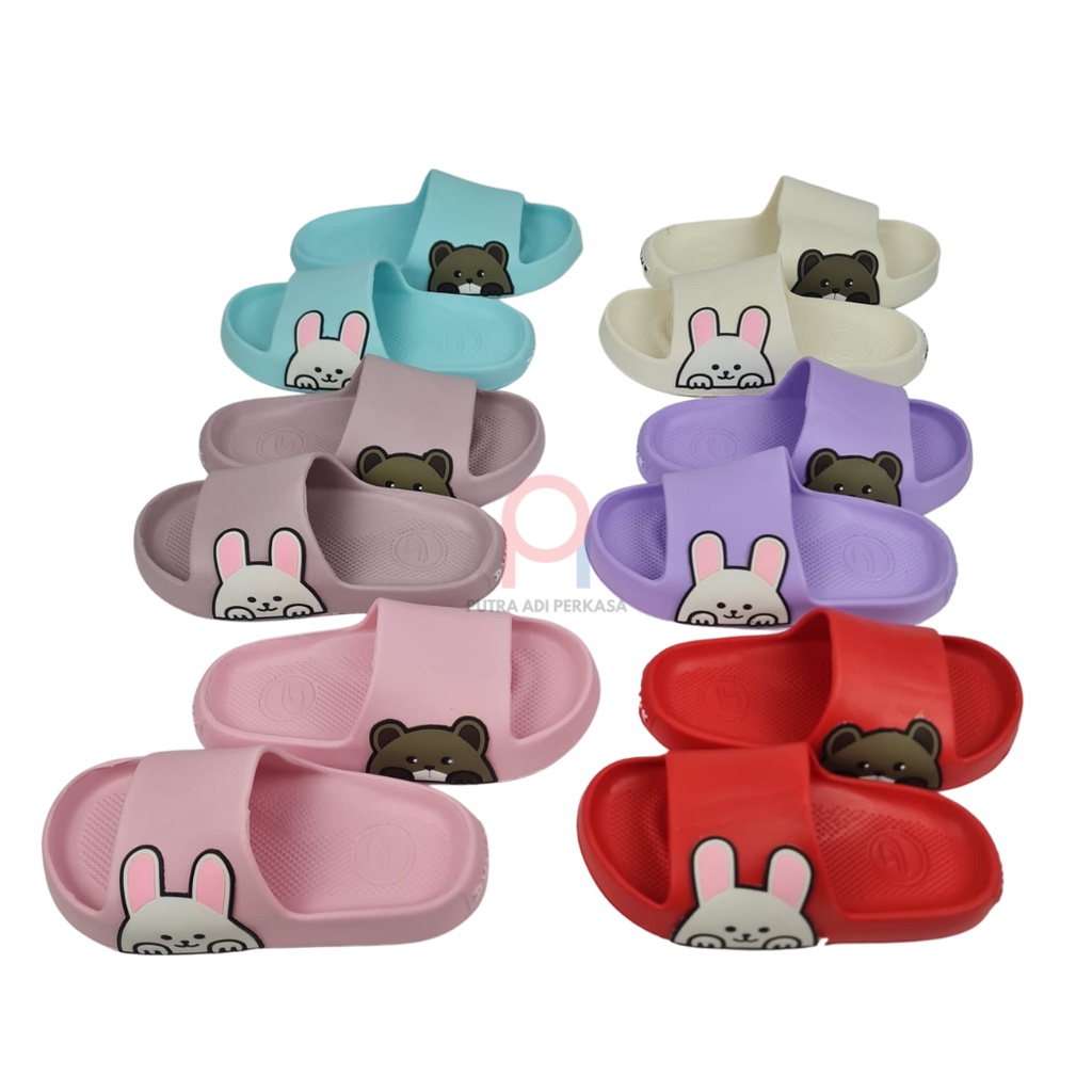 Sandal Selop Anak Perempuan Lucu Rabbit and Bear DULUX 386C