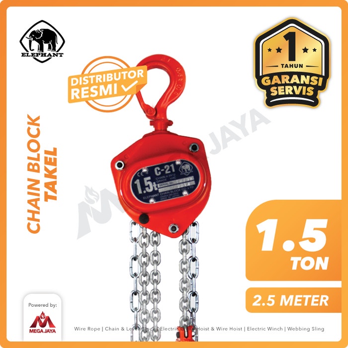 Chain Chain Block / Takel 1.5 Ton X 2.5 Meter Elephant