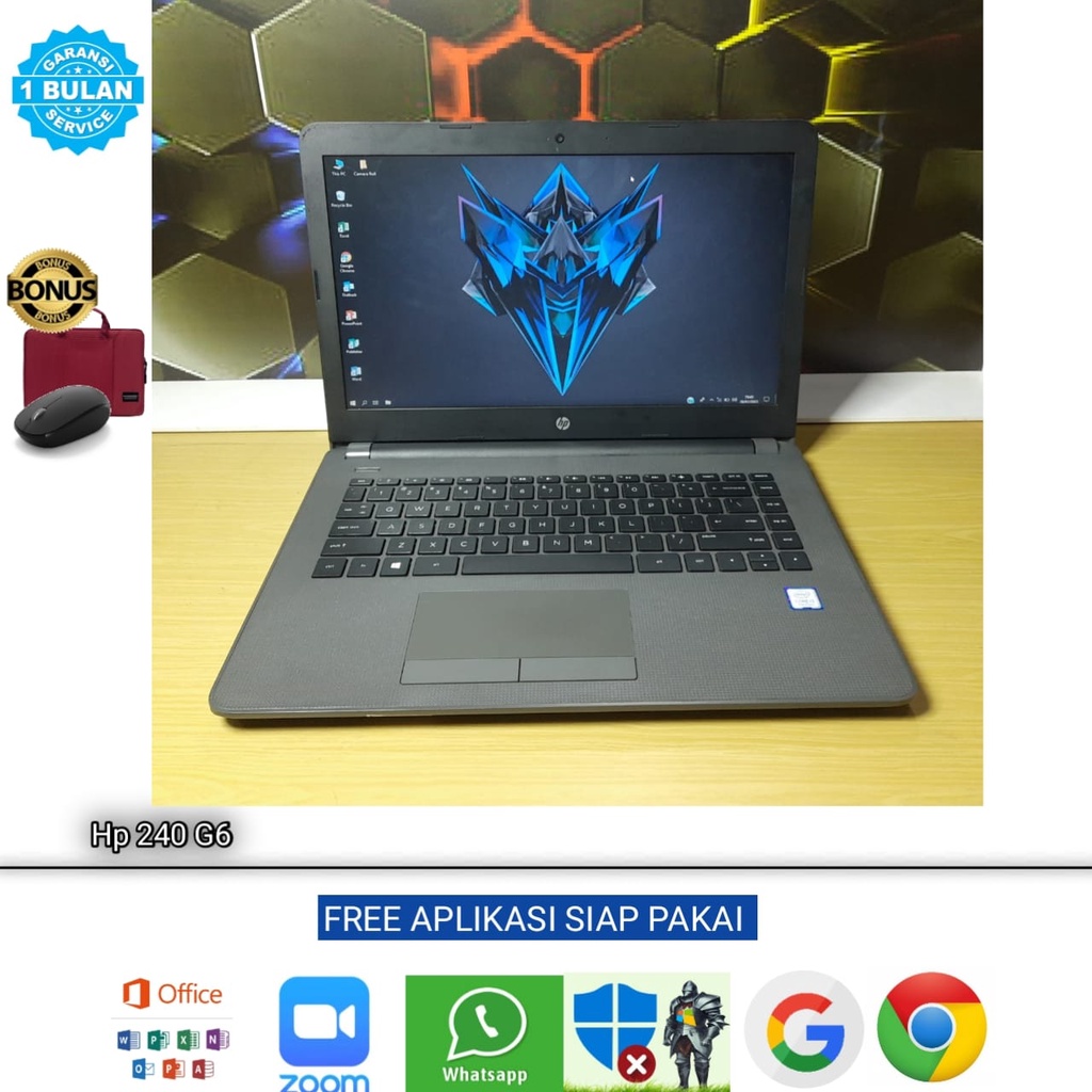 Laptop HP 240 G6 Intel Core i3 Gen 7 Ram 4GB HDD 500GB Windows 10 Siap Pakai 