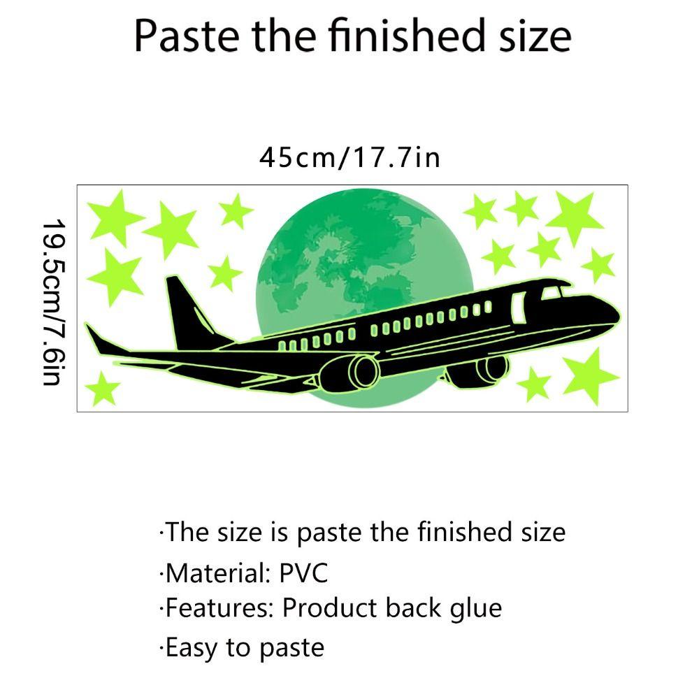 【 ELEGANT 】 Pesawat Stiker Mudah Menggosok Ramah Lingkungan Bercahaya Latar Belakang Dekorasi 3D Art Decals Sofa Latar Belakang Dinding Kamar Tidur Kartun Untuk Kamar Anak Stiker Dinding