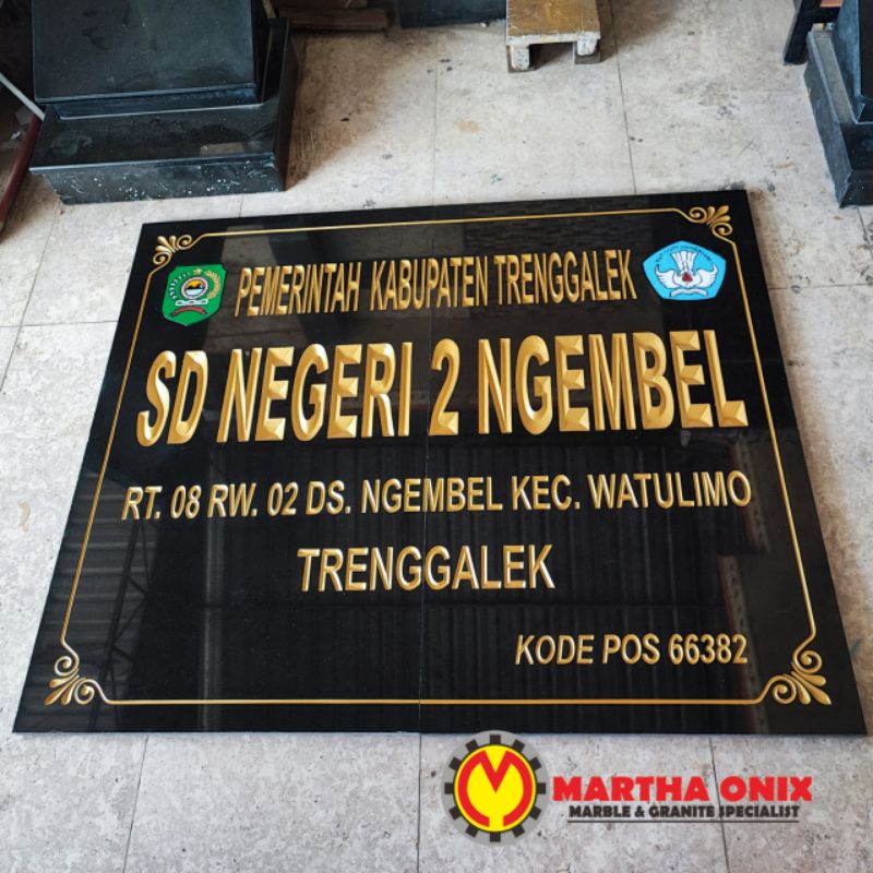 Jual Name Boardpapan Nama Instansi Sekolah Masjid Marmer Hitam