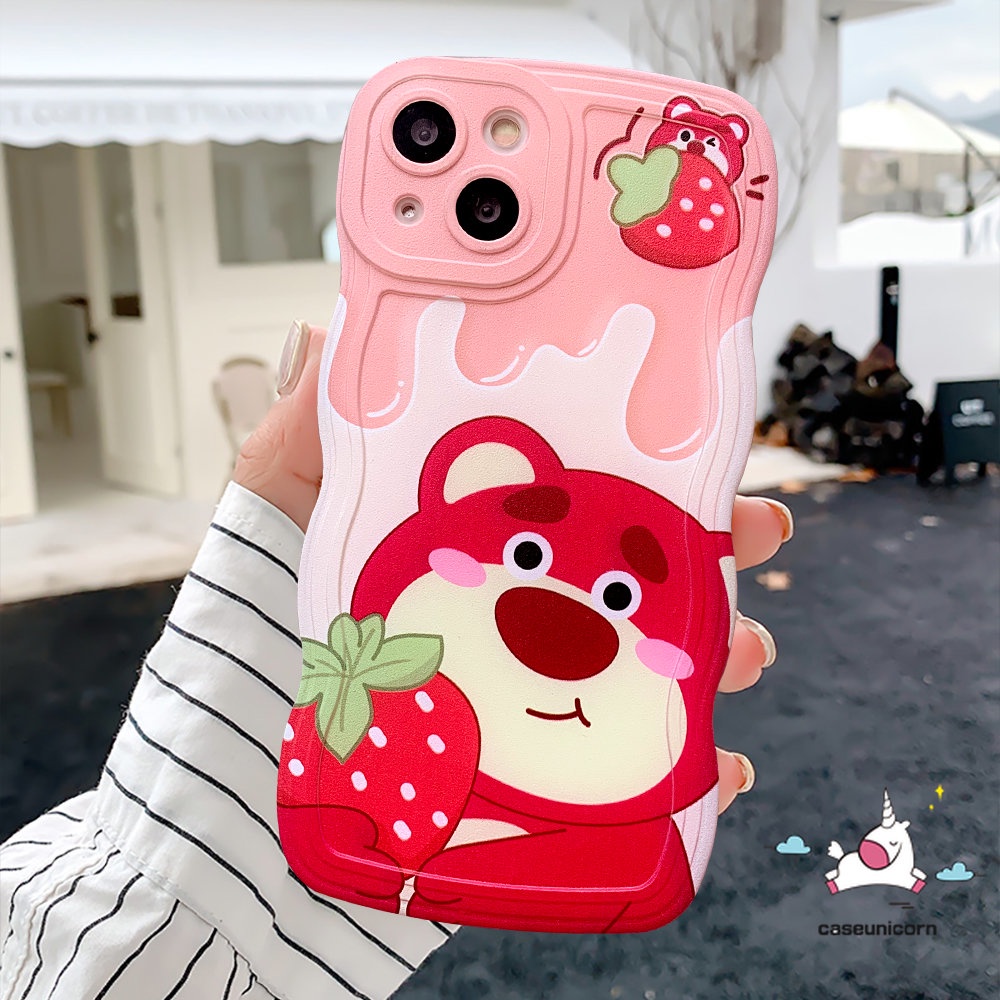 Case POCO X3 NFC Pro M3 Redmi 12C 10C A1 9 9T 10 9A 9C 10A A1+Note 10Pro 9 8 10 11 10s 9Pro 11Pro+9s 11s Mi 11T Pro Kartun Strawberry Bear Winnie the Pooh Wavy Edge Sarung Soft Case