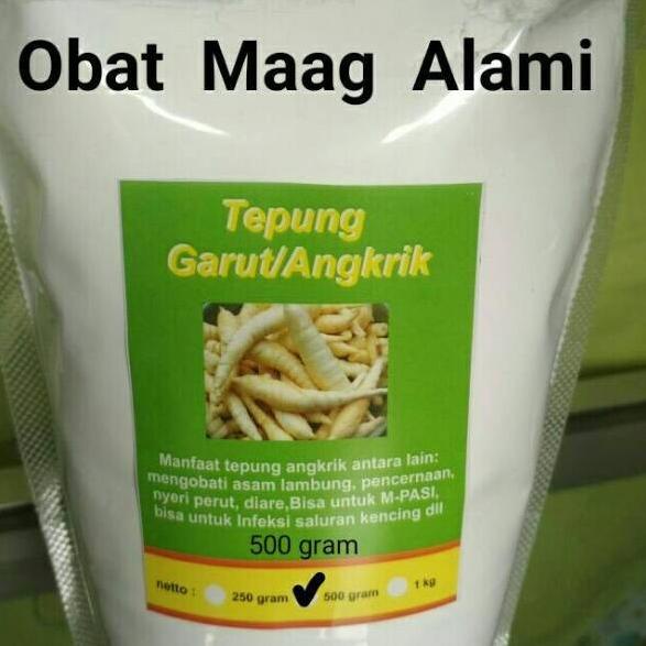 

koder8R2d Tepung Pati Garut Organik/ Pati Garut /Pati Asam Lambung/ Arrowroot/ Angkrik 500 gr