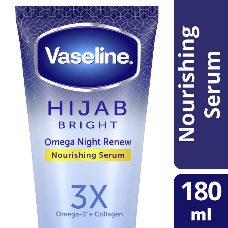Vaseline body serum hijab bright omega night renew nourishing serum 180 ml