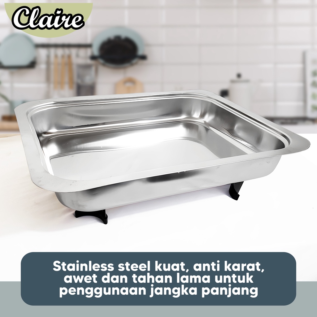 CHAFING DISH / WADAH MAKAN PRASMANAN / WADAH FAST FOOD TUTUP KACA STAINLESS STEEL