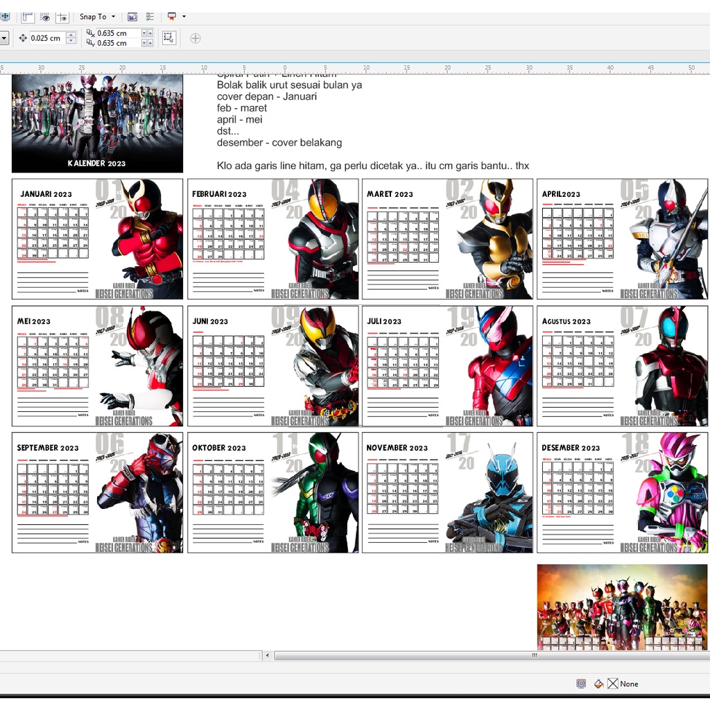 

Kalender Meja 2024 KAMEN RIDER HEISEI Calendar Cartoon bisa custom desain bebas