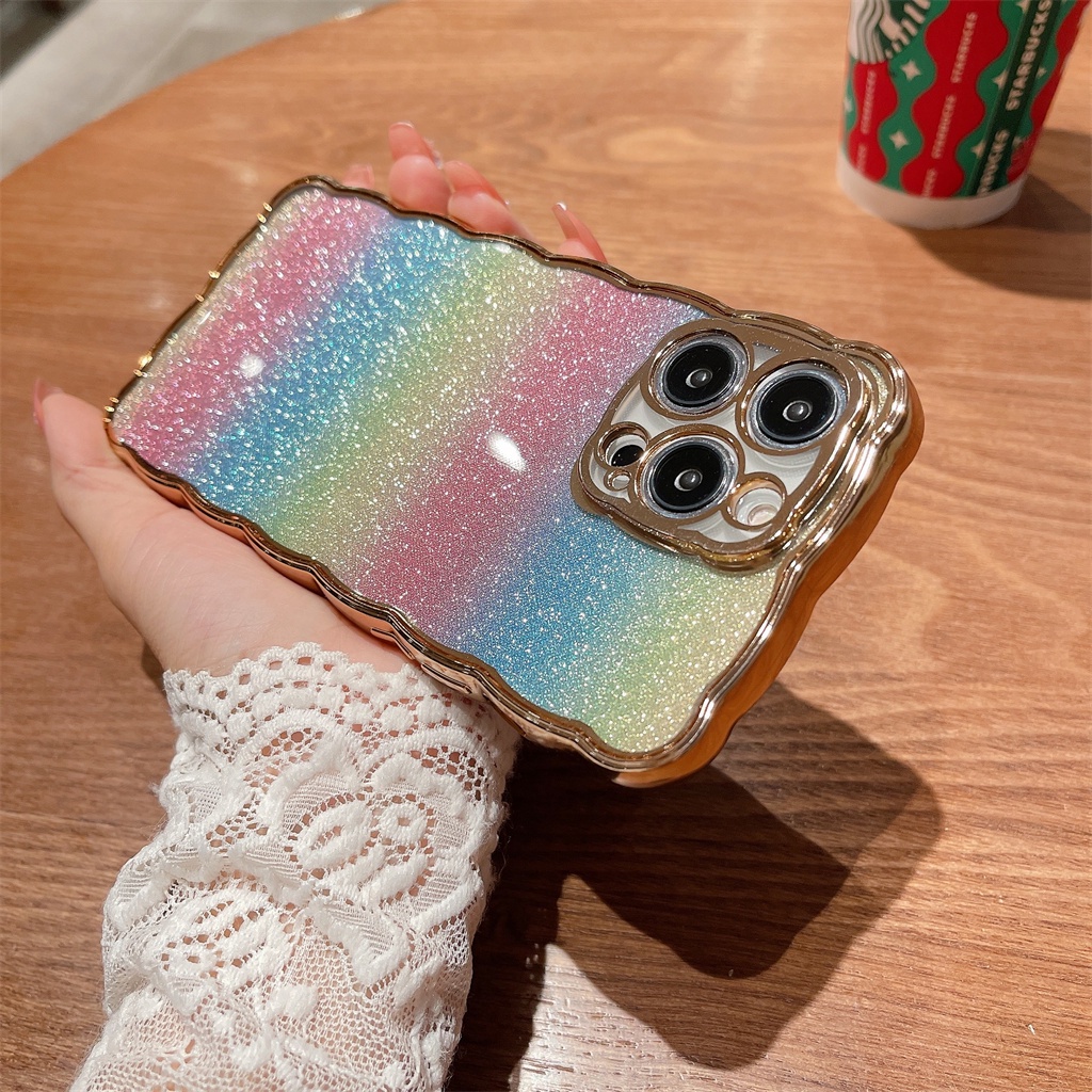 Soft case TPU Transparan glitter Pelangi Cover iPhone 14 Pro Max plus 13 12 11 Pro Max 14 Pro Max