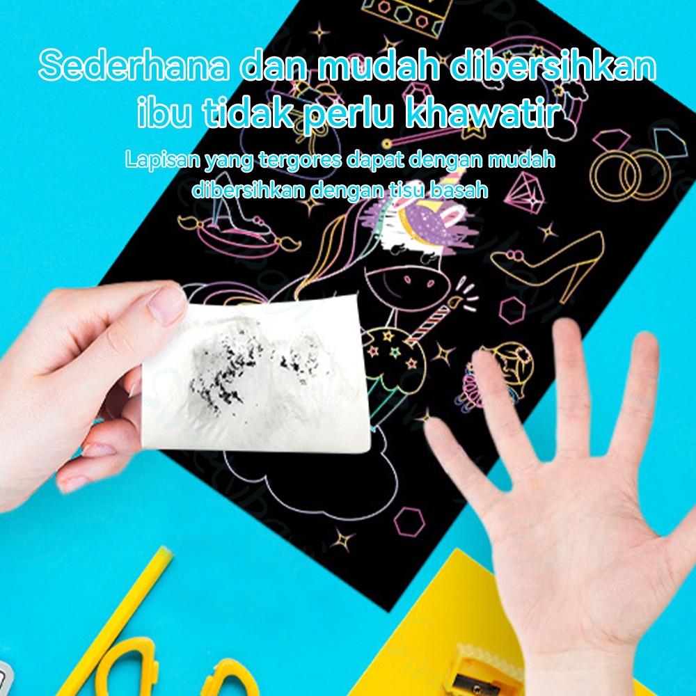 SweetyBayi Scratch note kecil Buku magic warna colourful Scratch note kecil Mainan edukasi Black cardboard