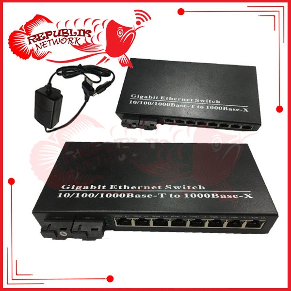 Produk Terbaru Media Converter 2 Sc 8 Lan Gigabit / 2 Fo 8 Lan G / 2Fo 8Lan G