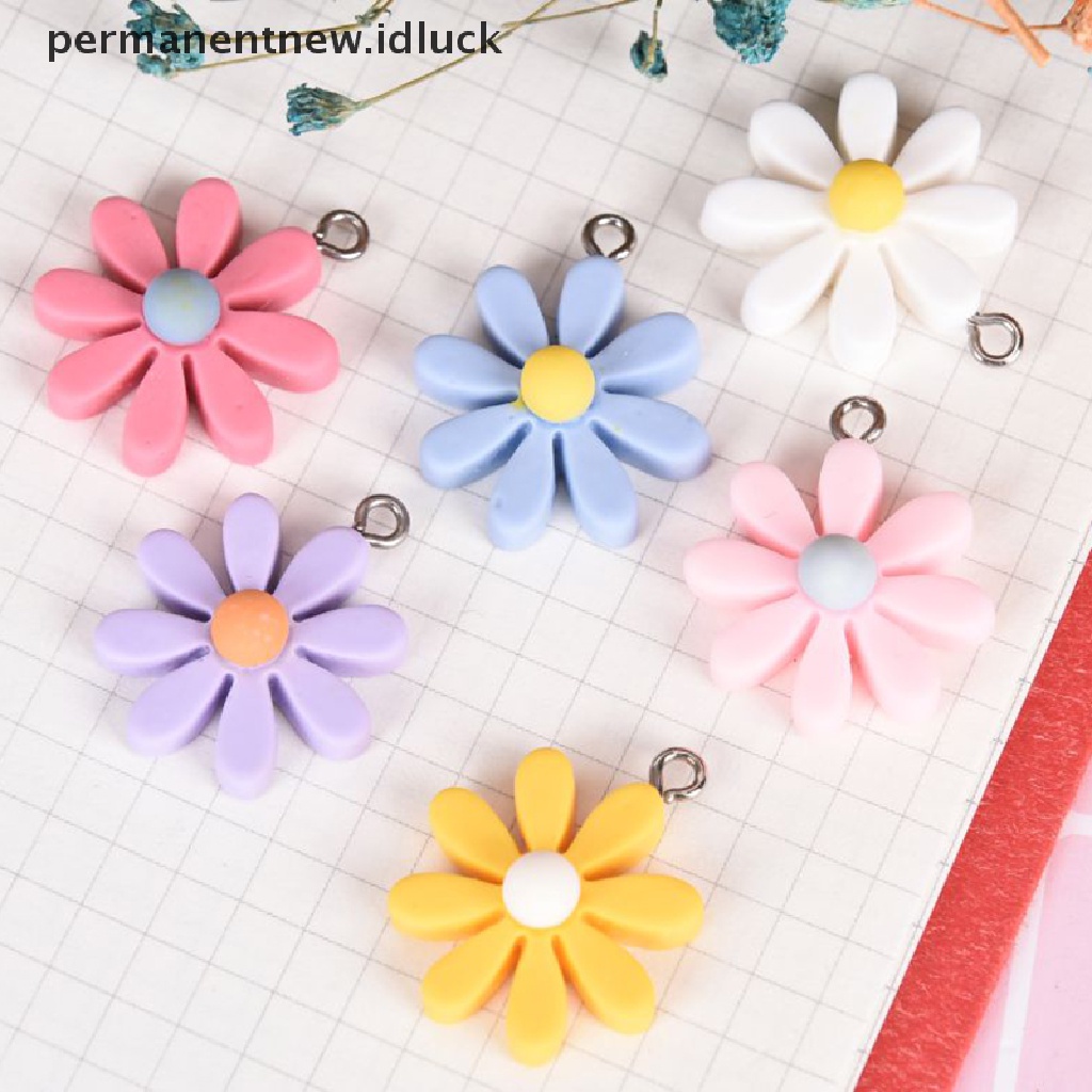 [luckypermanentnew] 10pcs/set Resin Little Daisy Sun Flower Ch Liontin Membuat Perhiasan DIY Craft [ID]