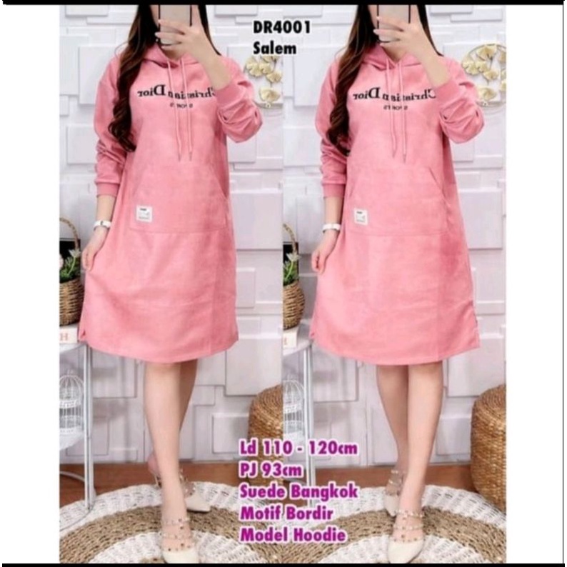 TUNIK WANITA IMPORT HOODIE SUEDE PREMIUM