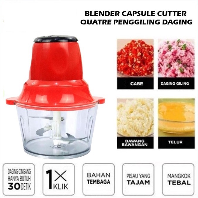 PROMO Blender daging kapasitas 2L plastik alat penggiling daging plastik stell multifungsi blender tahan karat-COD