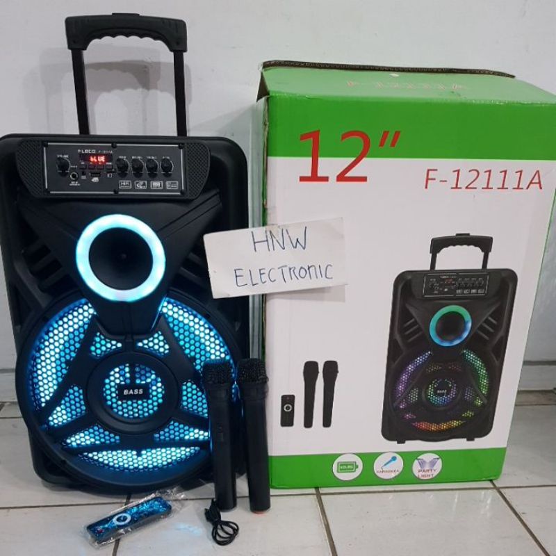 speaker aktif portable amplifier karaoke meeting Fleco 12" 12 inch 12 in F 12111A 12111 A USB BLUETOOTH FM