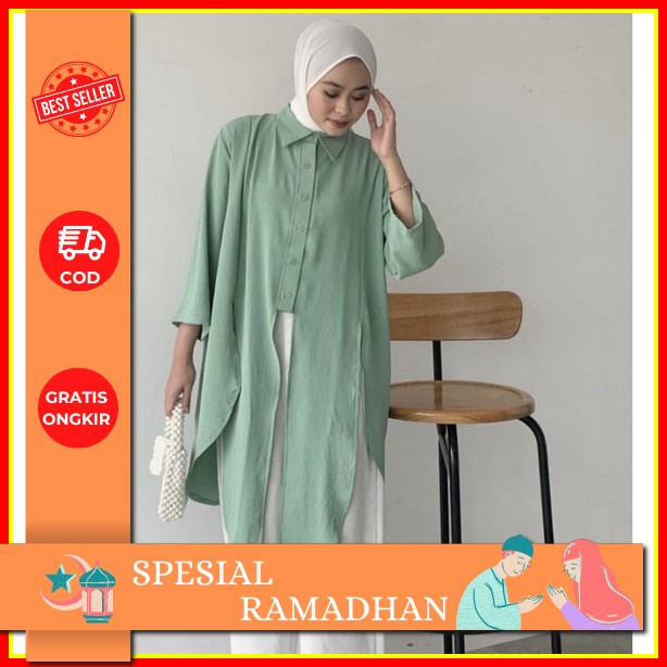 Tunik Wanita Import Bahan Linen Kombi Katun Premium By Gihaza Baju Atasan Wanita Kekinian Tunik Wani