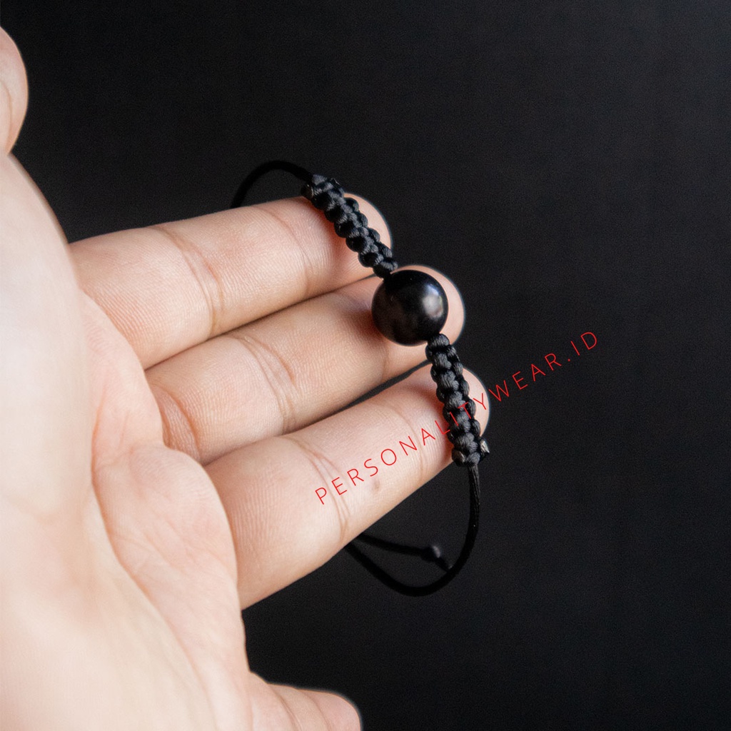 Gelang Tali Kepang Serut Simple Pria Wanita Kayu Kokka Kaukah Kaokah Koka ASLI Hitam Original