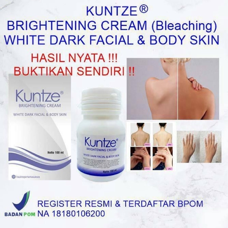 (BPOM) KUNTZE BLEACHING - BRIGHTENING CREAM KUNTZE ORIGINAL - CREAM PEMUTIH BADAN PERMANEN