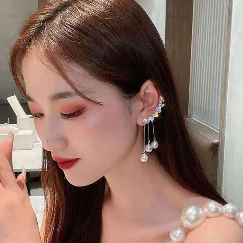 Kepribadian Baru Desain Fashion Zirkon Anting Untuk Wanita Cahaya Mewah Web Selebriti Temperamen Jumbai Perhiasan Anting Mutiara