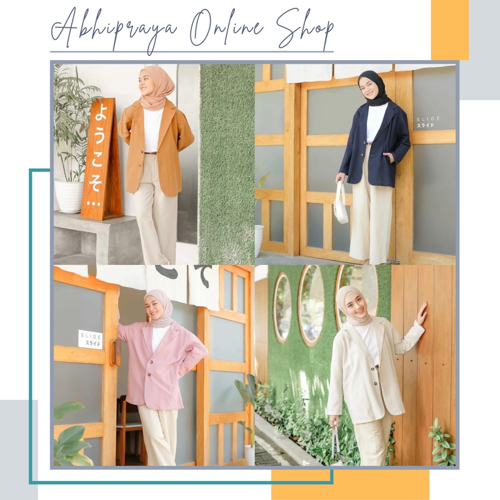 Blazer Outer Muslim Linen Wanita Korea Tartan NH01 211176