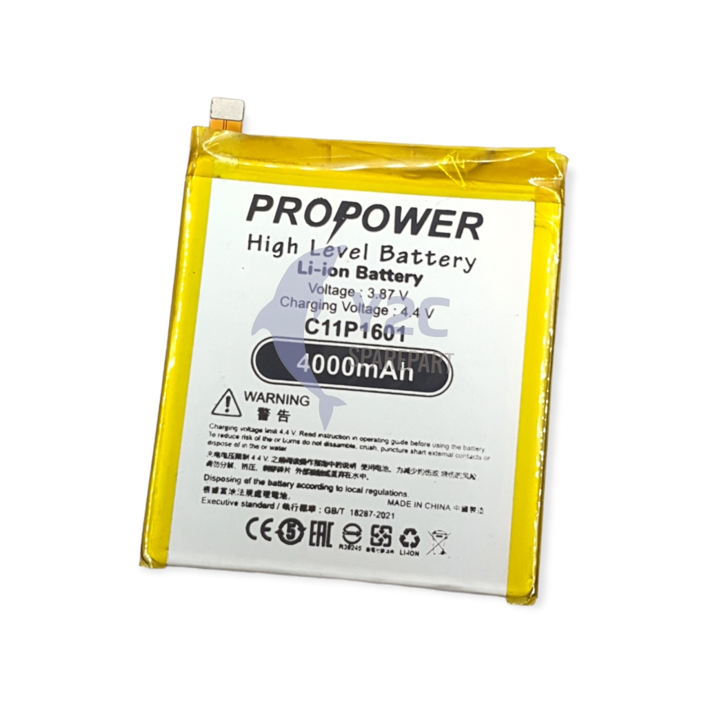 BATERAI ASUS C11P1601 / ZENFONE LIVE / ZENFONE 3 5.2 / ZE520KL ZB501KL DOUBLE POWER PROPOWER / BATRE BATERE BATRAI BATREI