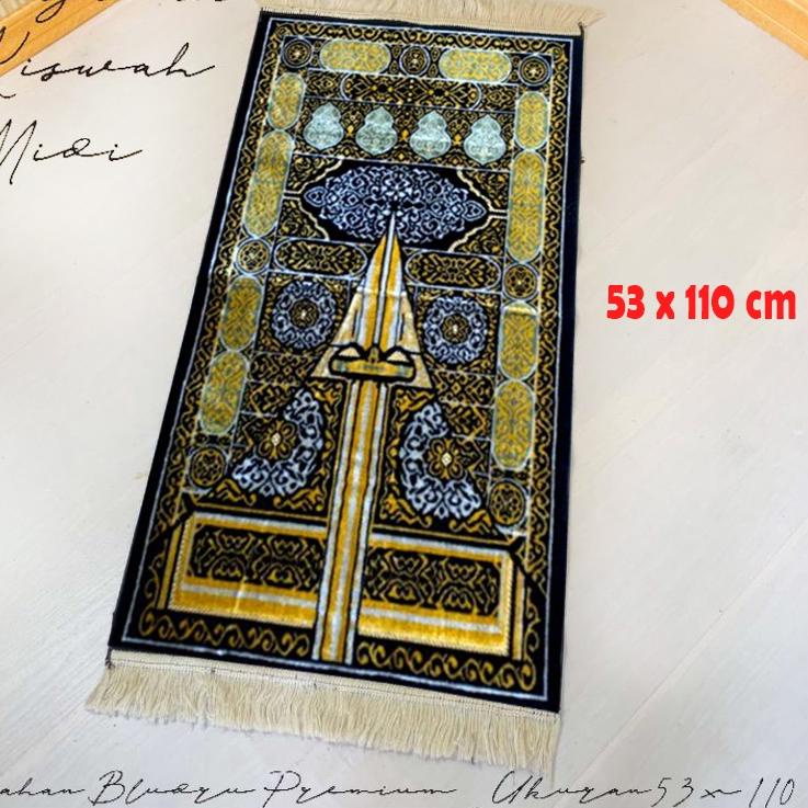 SAJADAH TURKI HITAM KISWAH PREMIUM UKURAN SEDANG {PTS.21Ja23ј}