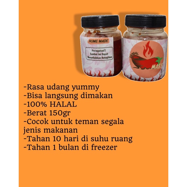 

Sambal kemasan Rasa Udang Pedas dan Mantap