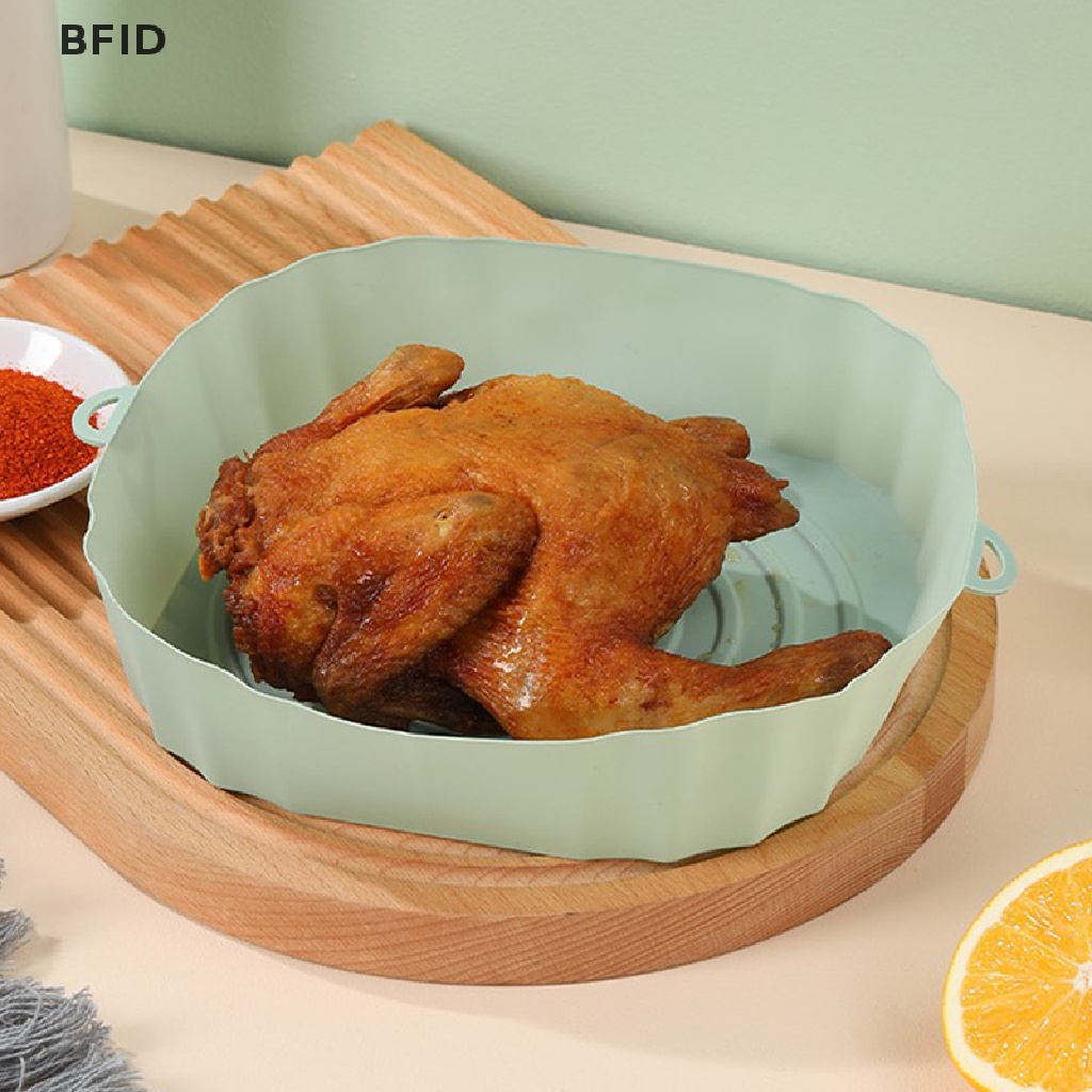 [BFID] 21 cm Air Fryers Oven Baking Tray Fried Chicken Basket Mat AirFryer Silikon Pot Bulat Pengganti Grill Pan Aksesoris [ID]