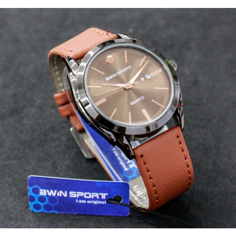 JAM TANGAN PRIA &amp; WANITA BWIN SPORT MODEL KULIT BONUS BATERAI CADANGAN