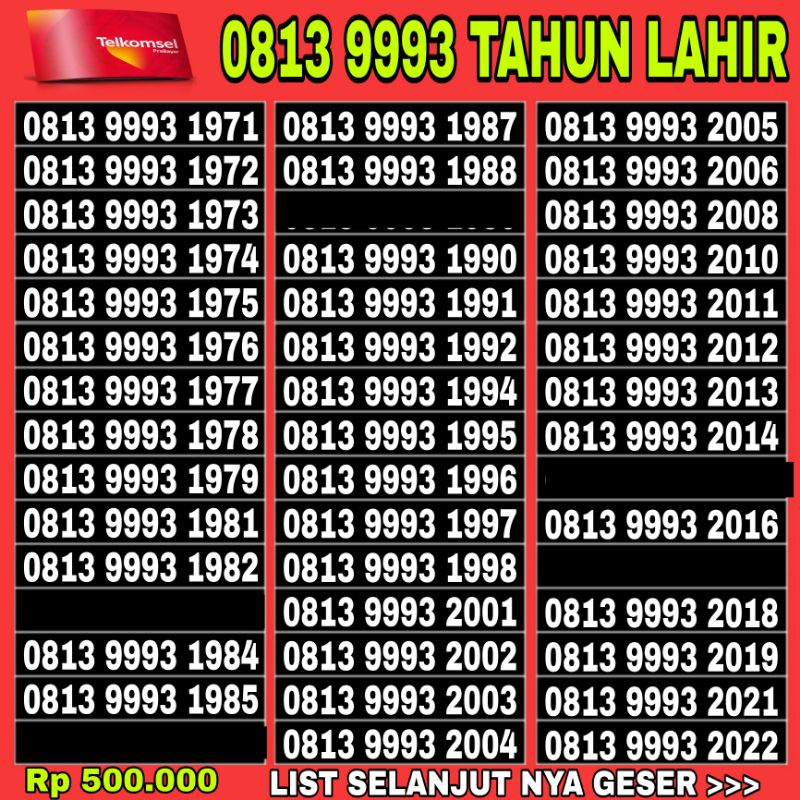 nomor cantik simpati 4g Telkomsel super 1111 8888