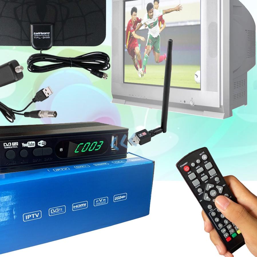 ERV846 PAKET Set Top Box SUPER HD DVB T2 + Antena TV TFL D139 + Booster Signal D15 Amplifier STB 168