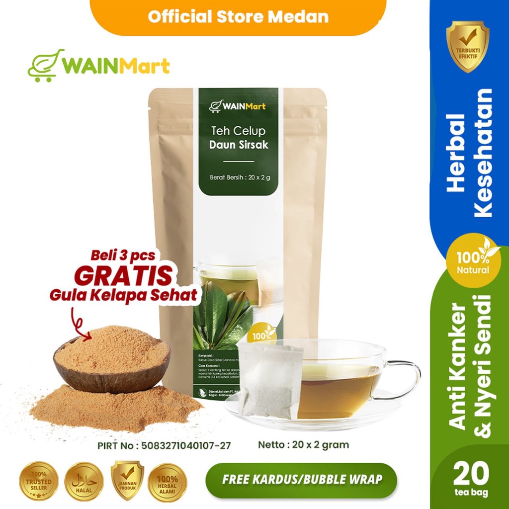 Teh Celup Daun Sirsak Anti Kanker Benjolan Herbal Ampuh Mengatasi Asam Urat Nyeri Sendi
