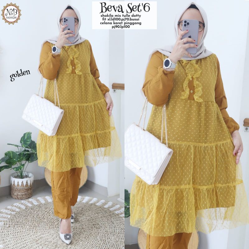 N&D Beva Set Setelan Wanita Terbaru Bahan Shakila Mix Tule