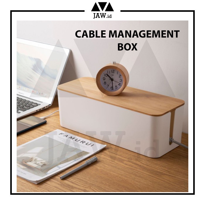 

Holder Jaw.Id Cable Management Box / Kotak Organizer Kable Tutup Kayu