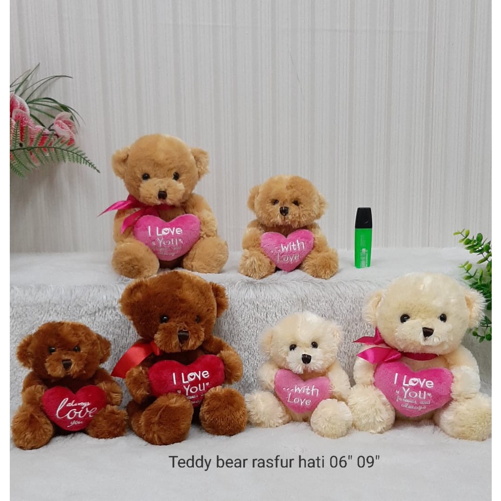 Boneka Teddy Bear Hati Size 7&quot;/15cm/boneka valentine/boneka beruang/boneka anak lucu/souvenir/