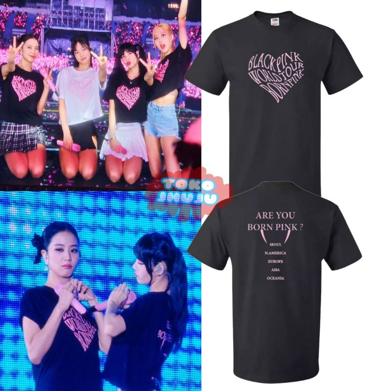 Kaos Lisa BP Bornpink World Tour Bangkok Bentuk Love + Sablon Belakang